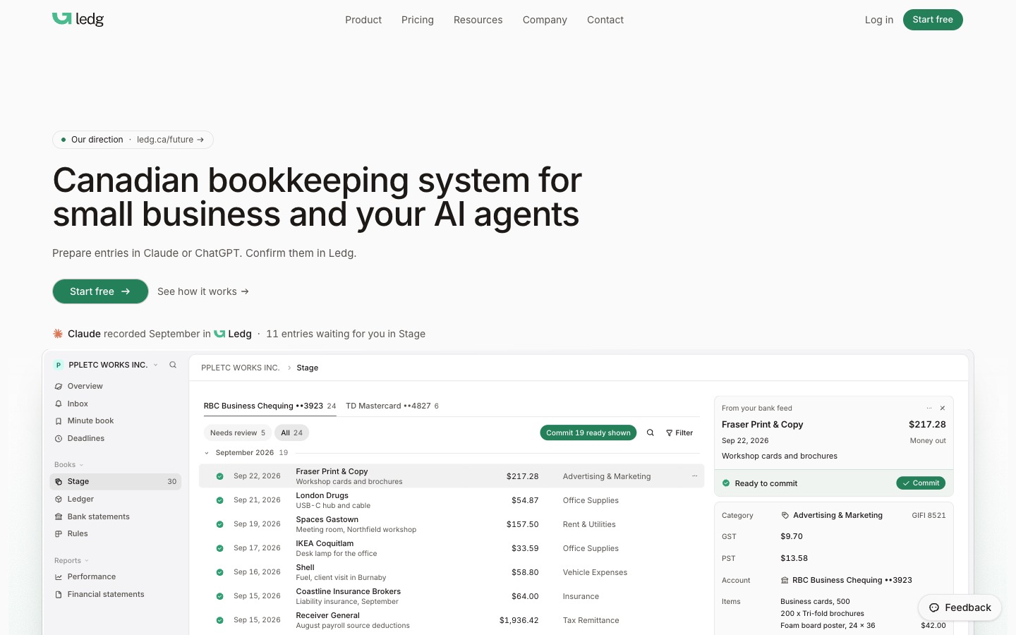 Ledg homepage